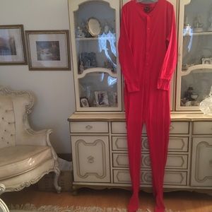 Pajamagram NWOT Red Onesie feet in/drop seat PJs size L